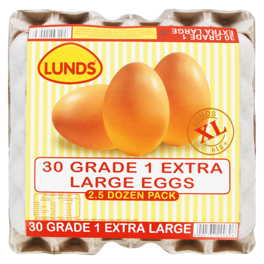 Lunds Grade 1 Extra Large Eggs 30 Pack