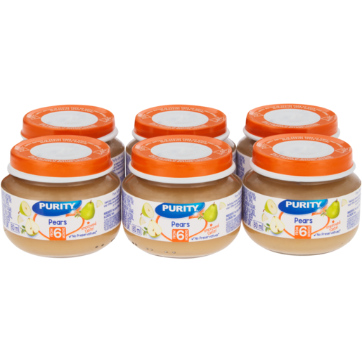 PURITY 1st Stage Pears Baby Food Jars 6 x 80ml