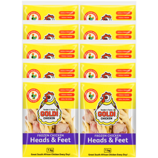 Goldi Chicken Frozen Chicken Heads & Feet 10 x 1kg