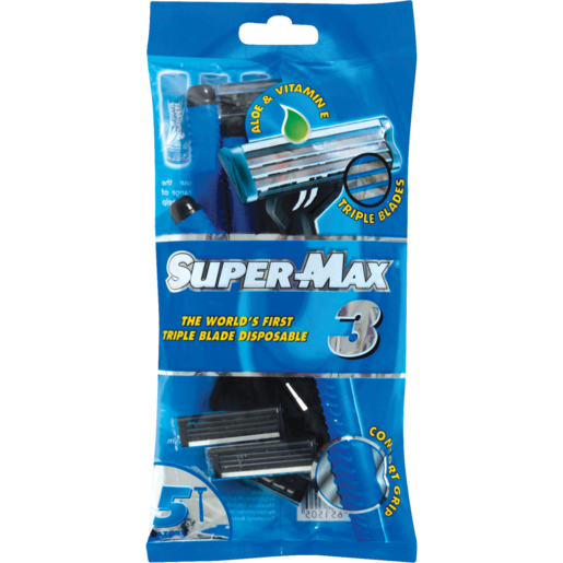 Super-Max Triple Blade Disposable Razors 5 Pack