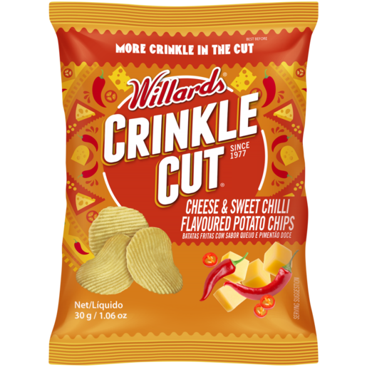 Willards Crinkle Cut Cheese & Sweet Chilli Flavoured Potato Chips 30g