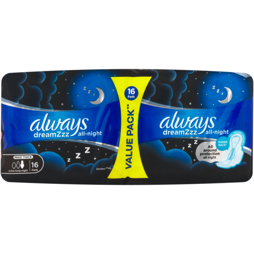 Always Dreamzzz Extra Long All-Night Maxi Thick Sanitary Pads 16 Pack