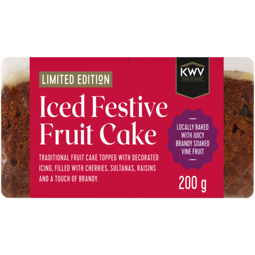 Limited Edition KWV Brandy Iced Festive Fruit Cake 200g