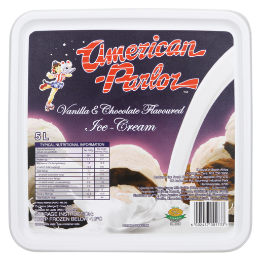 American Parlor Vanilla & Chocolate Flavoured Ice Cream Tub 5L
