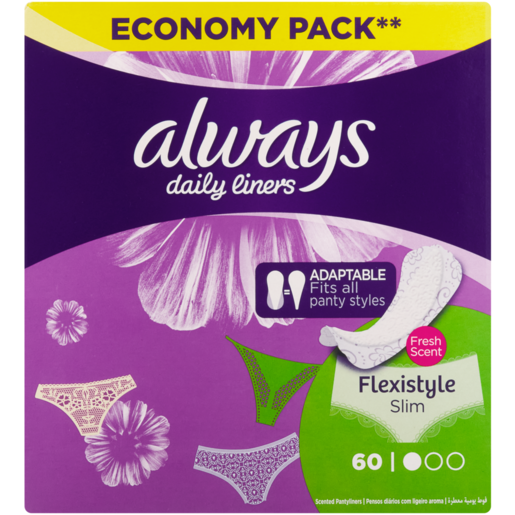 Always Slim Flexistyle Scented Pantyliners 60 Pack