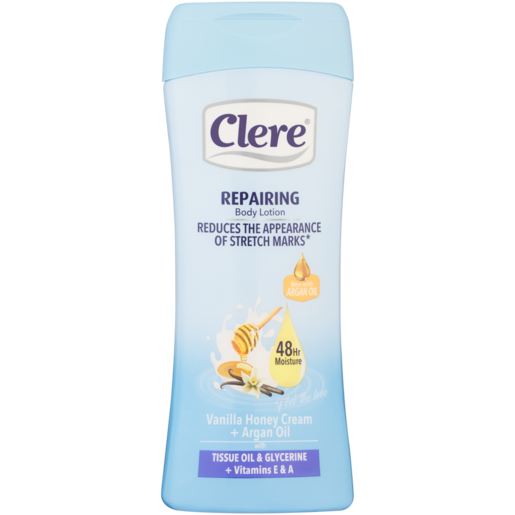 Clere Tissue Oil & Pure Glycerine Enriched Vanilla Honey Cream Luscious Body Lotion Bottle 400ml