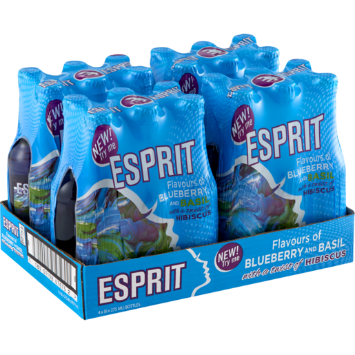 Esprit Blueberry & Basil With A Twist Of Hibiscus Flavoured Fruit Cooler Bottles 24 x 275ml