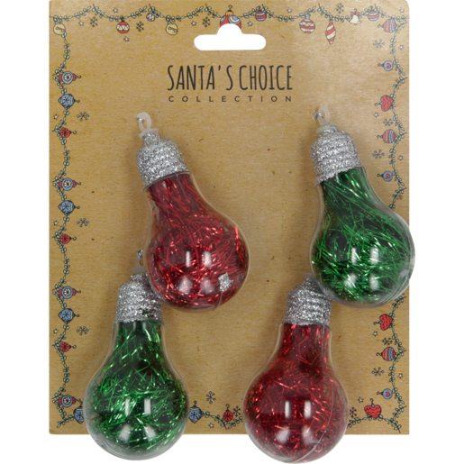 Santa's Choice Clear Bulbs Tree Decorations 4 Piece