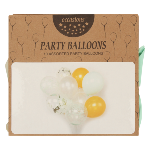 Occasions Aqua, Gold & White Party Balloon Set 10 Piece (Assorted Item - Supplied at Random)