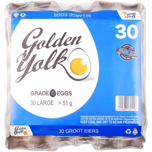 Golden Yolk Large Eggs 30 Pack