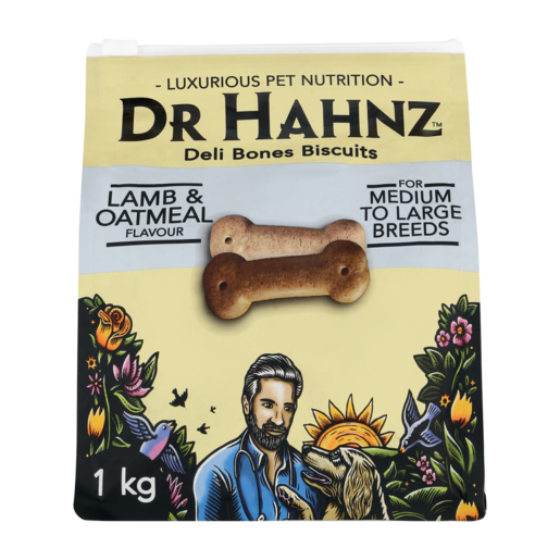 Dr Hahnz Deli Bones Lamb & Oatmeal Dog Biscuits 1kg