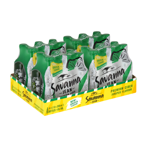 Savanna Jean Premium Juniper Flavoured Cider Bottles 24 x 330 ml