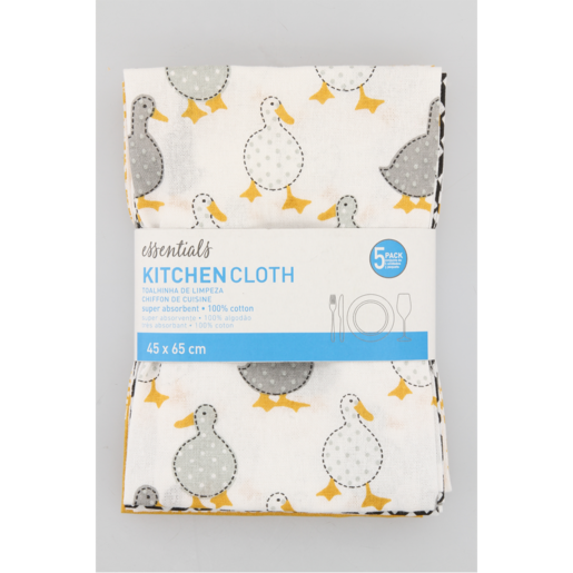 Essentials Kari Printed Towel Kitchen Cloth 5 Pack