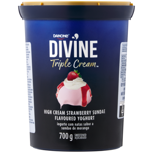 Danone Divine Triple Cream Strawberry Sundae Flavoured Yoghurt 700g