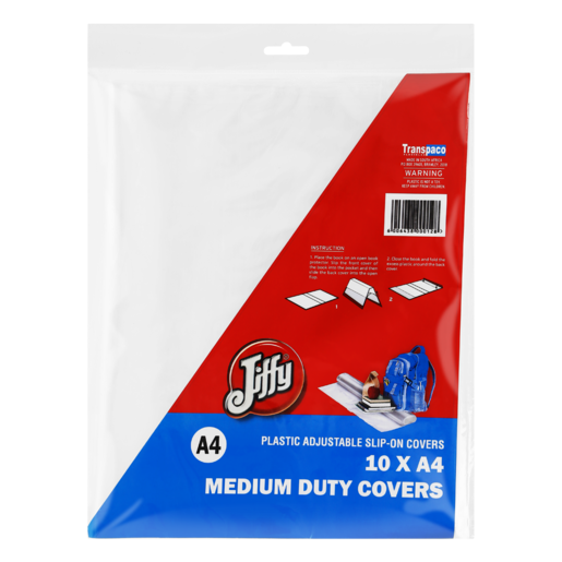 Jiffy A4 Transparent Medium Duty Adjustable Book Covers 10 Pack