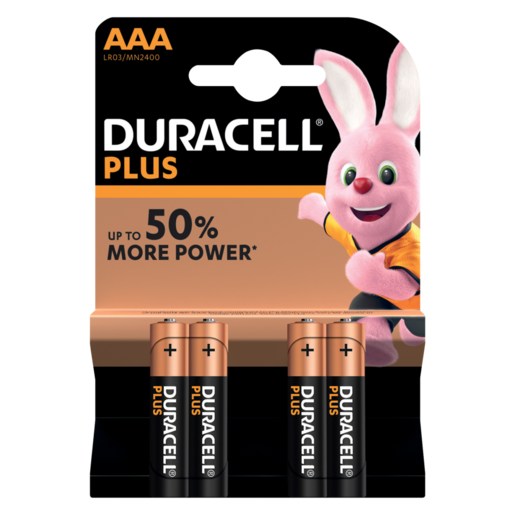 Duracell Plus AAA Alkaline Batteries 4 Pack