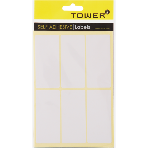 TOWER White Rectangular Self Adhesive Labels 75 x 38mm 120 Piece