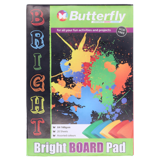 Butterfly A4 Bright Paper Board Pad 20 Pages
