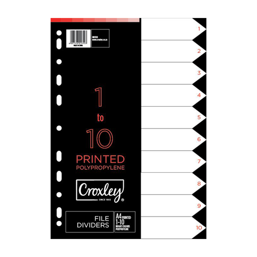 Croxley A4 Multicoloured Numbered File Dividers 10 Pack