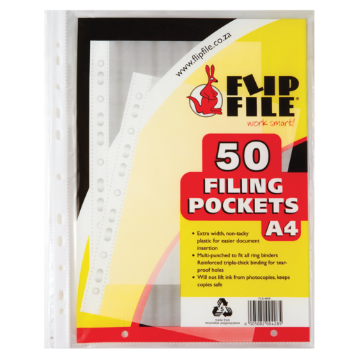 Flip File Plastic A4 Filing Sleeves