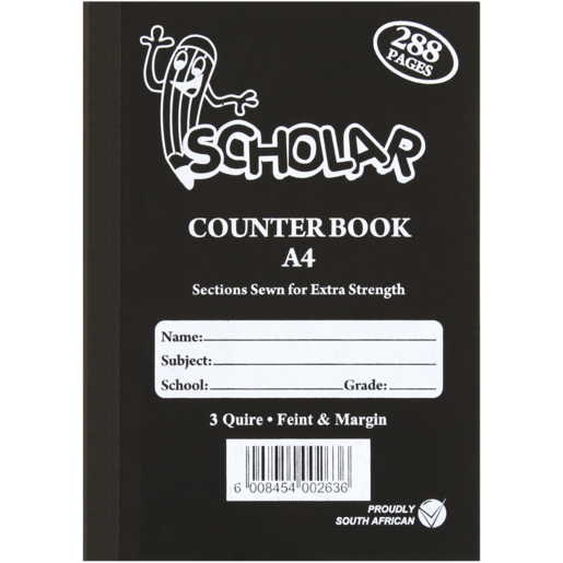 Scholar A4 Feint & Margin Hardcover Counter Book 288 Page