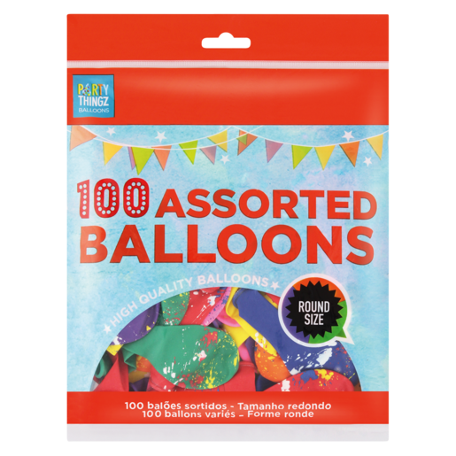 Round Assorted Balloons 100 Pack