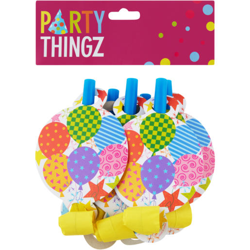 Party Thingz Balloon Print Blow Outs 8 Pack