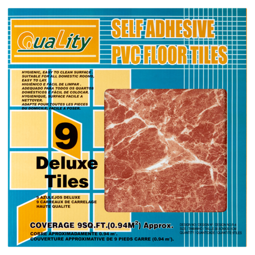 Quality Brown Self Adhesive PVC Floor Tiles 9 Pack