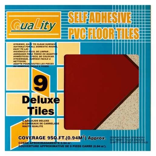 Quality Maroon & Cream Grey Self Adhesive PVC Floor Tiles 9 Pack