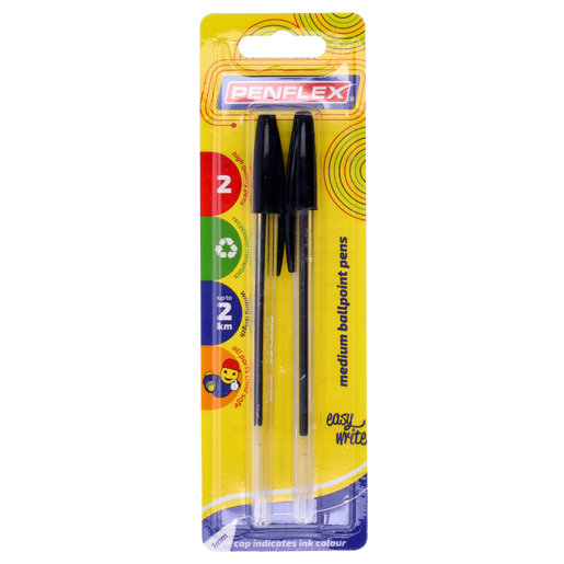 Penflex Medium Black Ballpoint Pen 2 Pack