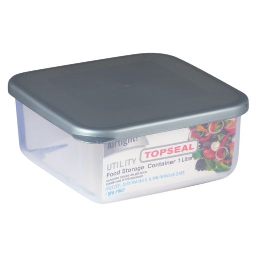 Topseal Grey Utility Square Container 1L