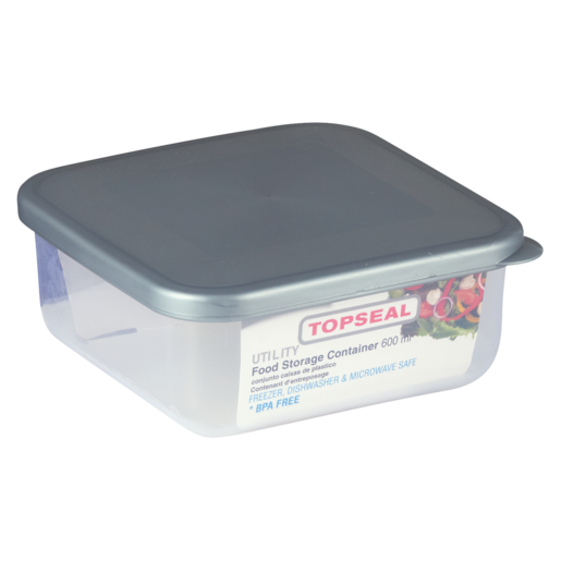 Topseal Grey Utility Square Container 0.6L