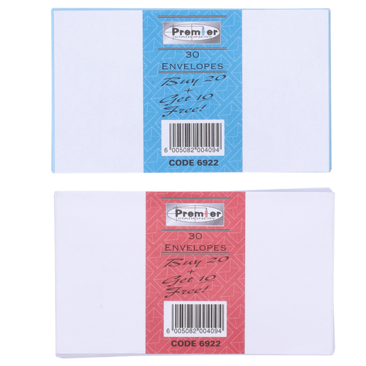 Premier Envelopes 30 x 152mm 30 Pack (Assorted Item - Supplied At Random)