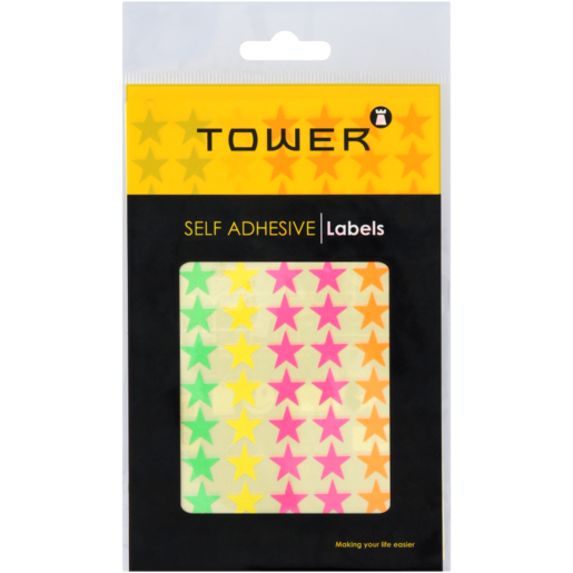 TOWER Multicoloured Fluorescent Self Adhesive Star Stickers 168 Piece