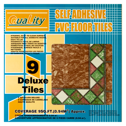 Quality Brown & Green Pattern Self Adhesive PVC Floor Tiles 9 Pack
