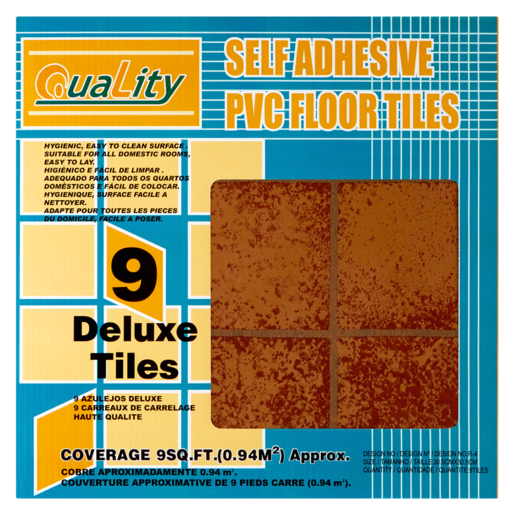 Quality Brown Pattern Self Adhesive PVC Floor Tiles 9 Pack