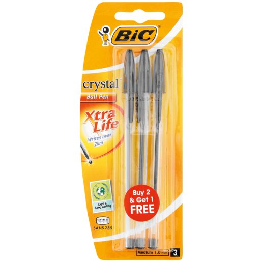 BIC Crystal Ball Black Pen 2+1 Pack