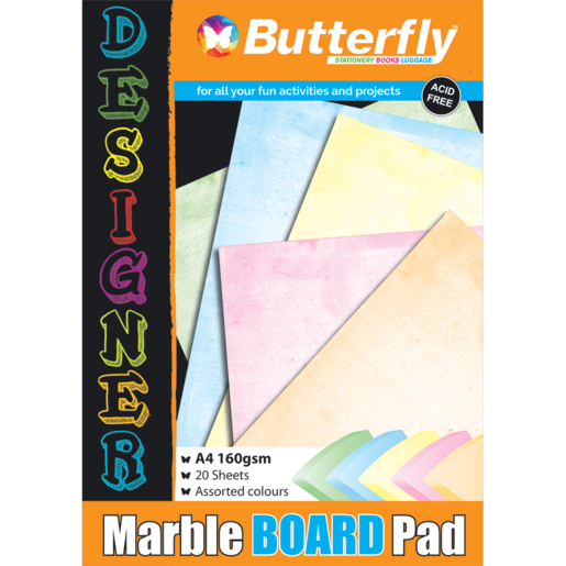Butterfly Marble A4 Board Pads 20 Sheets