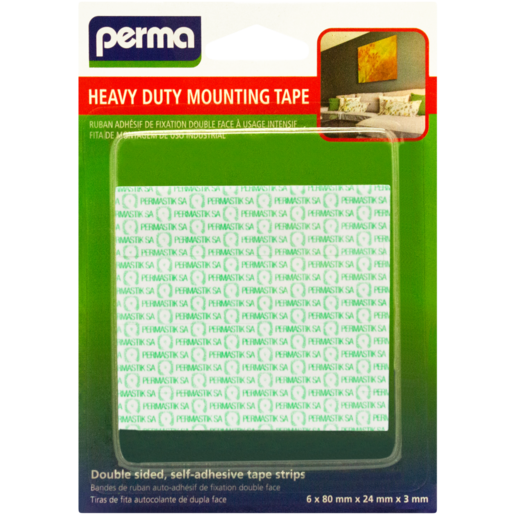 Perma Heavy Duty Mounting Tape Strip 6 x (80 x 24 x 3mm)