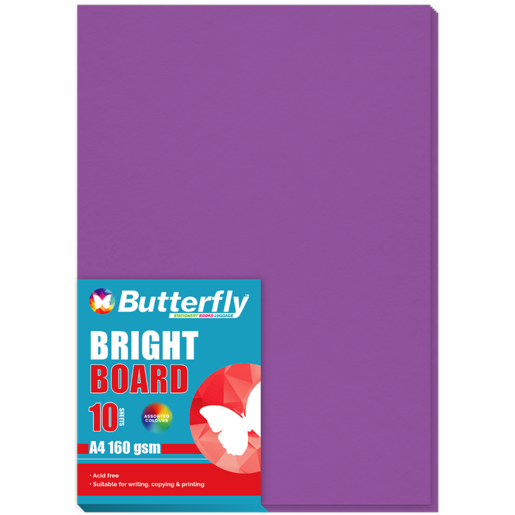 Butterfly A4 Bright Purple Board 10 Pack
