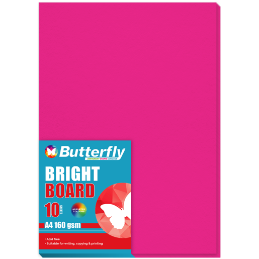 Butterfly A4 Bright Pink Board 10 Pack