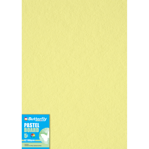 Butterfly A2 Pastel Yellow Board 5 Pack
