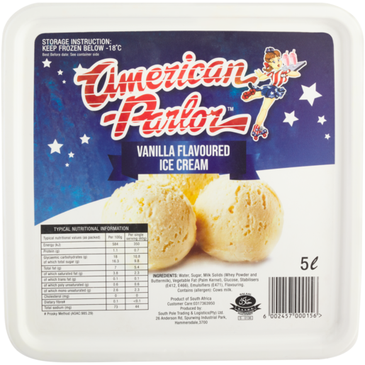 American Parlor Vanilla Flavoured Ice Cream Tub 5L
