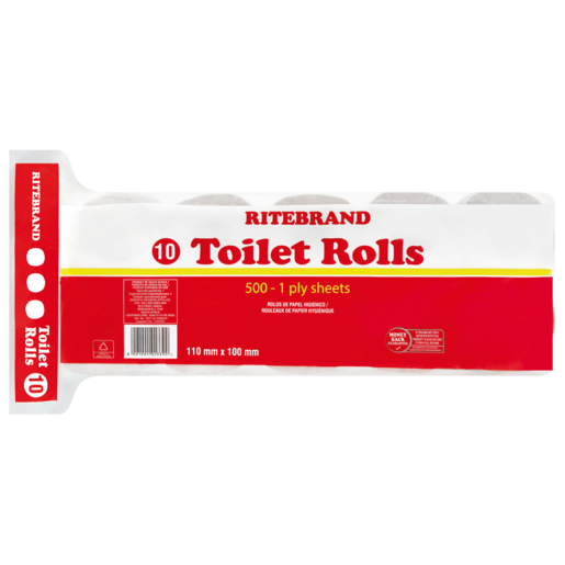 Ritebrand 1 Ply Toilet Rolls 10 Pack