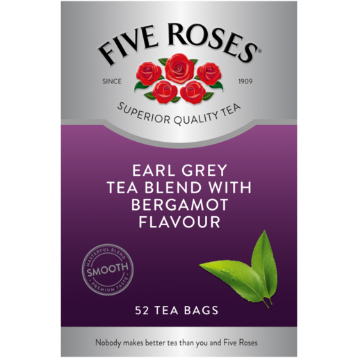 Five Roses Earl Grey Tea Flavoured Tagless Teabags 52 Pack