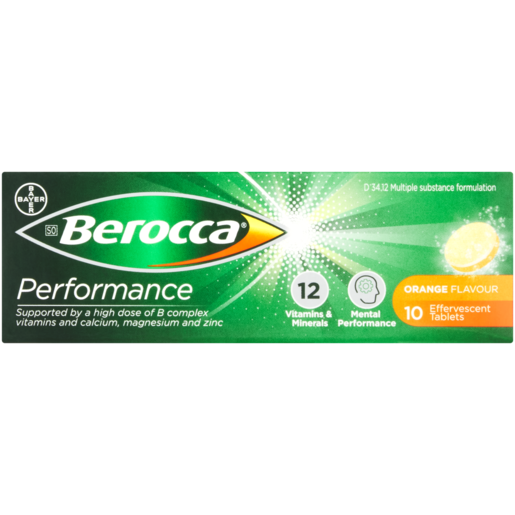 Berocca Orange Flavoured Performance Effervescent Tablets 10 Pack