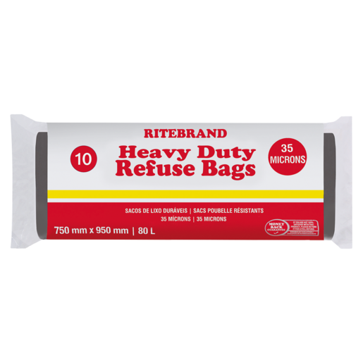 Ritebrand 10 Pack Heavy Duty Refuse Bags 750mm x 950mm