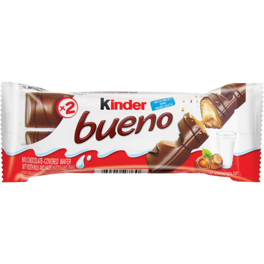 Kinder Bueno Milk Chocolate Covered Wafer Bar 43g