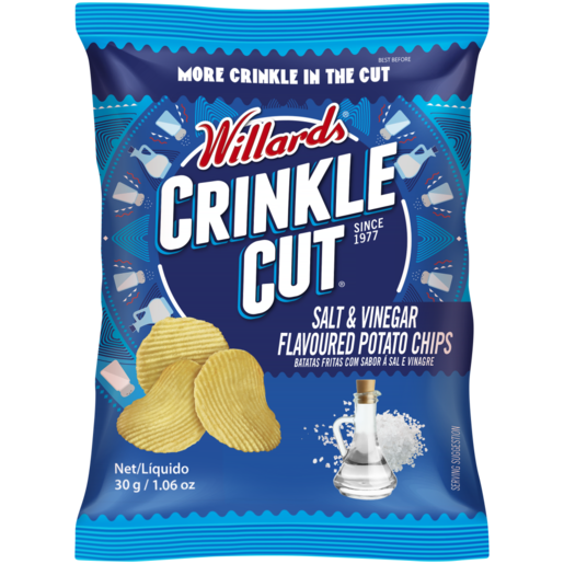 Willards Crinkle Cut Salt & Vinegar Flavoured Potato Chips 30g