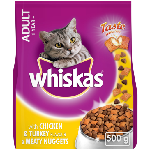 Whiskas Chicken & Turkey Flavour Meaty Nuggets Cat Food Pouch 500g